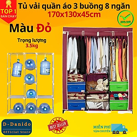 Tủ Vải Quần Áo 3 Buồng 8 Ngăn To, Bền - Hàng Chính Hãng