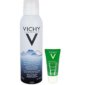 Combo Xịt Khoáng Dưỡng Da Vichy 150ml + Sữa Rửa Mặt Vichy Dạng Gel Vichy Normaderm 50ml 